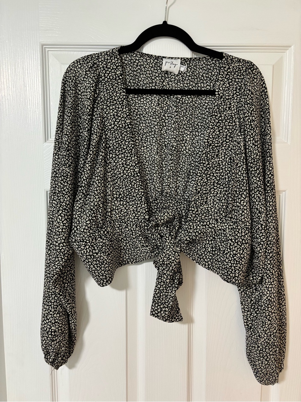 Princess Polly Black & White Tie-Front Crop Top
